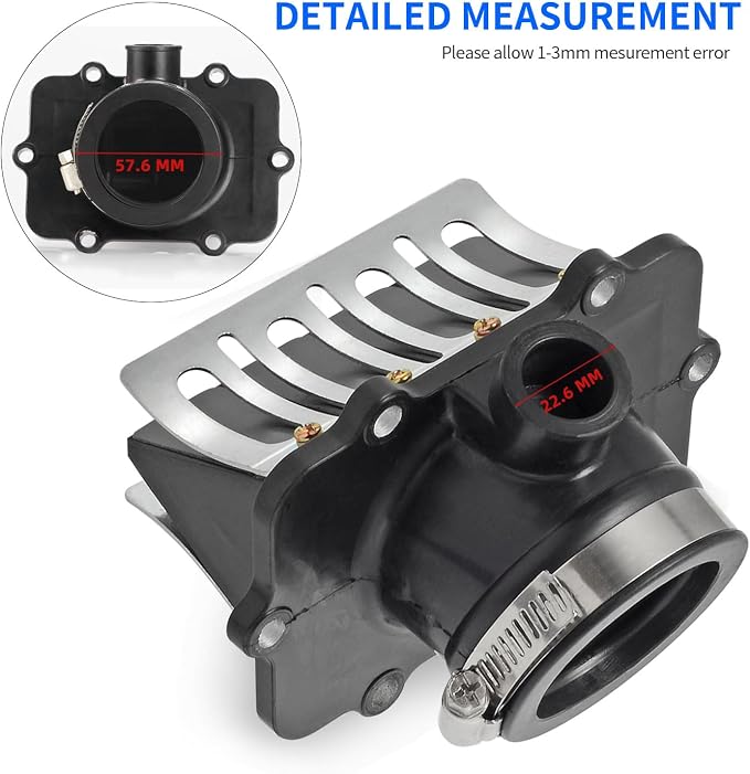Carb Flange Intake Socket & Reed Valve Compatible with Ski-Doo GSX GTX MXZ Summit 600 HO （NO-SDI）2003-2007 MXZ REV 800 2003 Replaces OEM# 420867879
