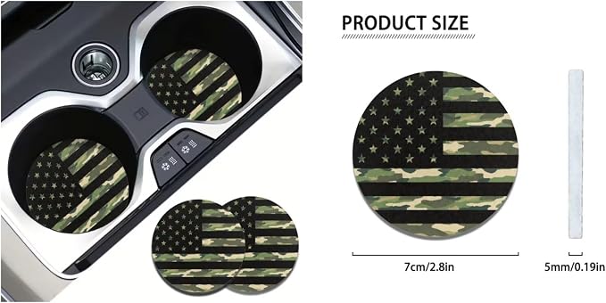 Ystardream Camo American Flag Car Interior Accessories Set Car Seat Covers Full Set for Women, Anti-Slip Automobile Front Rear Seat Covers Easy to Install, Universal Fit for Auto Truck Van SUV