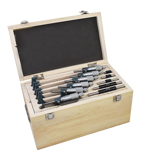 6-Pack 0-6 Inch Outside Micrometer & Accessories, Professional 0.0001 Precision Graduation W/Carbide Tips, Machinist Tool Set Industrial Tools