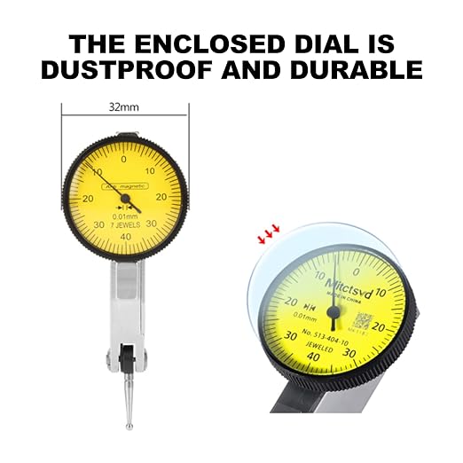 Dial Test Indicator Gauge Resolution 0.01mm with Flexible Strong Magnetic Base Stand 0-0.8mm Range for CNC Setup Machine Tool Alignment Surface Runout Measurement