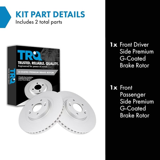 TRQ Front Brake Rotor Set G Coated Vented Compatible with 2013-2020 Hyundai Santa Fe 2013-2018 Santa Fe Sport 2019 XL 2014-2020 Kia Sorento