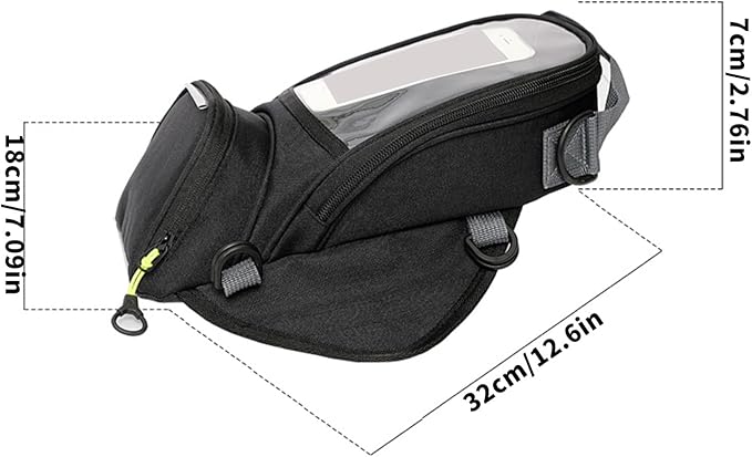 Rulbelok Nylon Motorcycle Tanks Bag with Touch Control Phone Pocket and Multiple Storage Compartments for Riders Motorcycle Tanks Bag Magnetic Waterproof