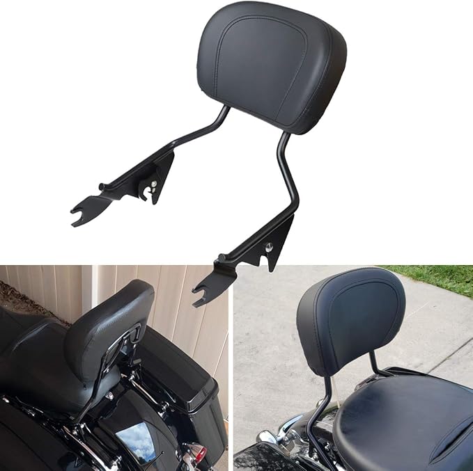 AUFER Detachable Upright Passenger Backrest Sissy Bar w/Back Rest Pad Compatible With For Touring Road King Street Glide Electra Glide Road Glide FLHR FLHX FLHT FLTR 2009-2026 (Black） | High Quality Metal Backrest Sissy Bar,Easy to Install And Disassemble
