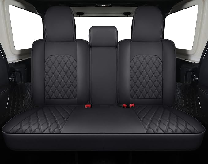 Aierxuan Jeep Wrangler JK JL 4-Door Seat Covers Custom Fit 2007-2026 Unlimited X Rubicon 392 Sahara Willys Sport High Altitude Truck Pickup Waterproof Leather Cushions(Full Set/Black1)
