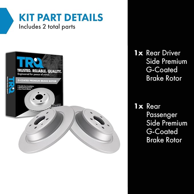 TRQ Rear Brake Rotor Set G Coated Solid Compatible with 2017-2019 Ford Escape 2013-2020 Fusion 2015-2019 Lincoln MKC 2013-2016 MKZ