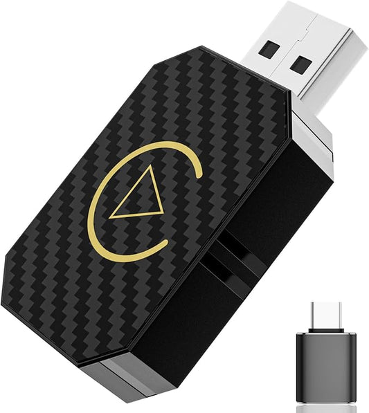 2 in 1 Wireless CarPlay Adapter and Android Auto Wireless Adapter for Convert Wired CarPlay, for Cars 2016+/Apple iOS 10+, No Delay, Plug and Play, with USB-A to USB-C Connectors