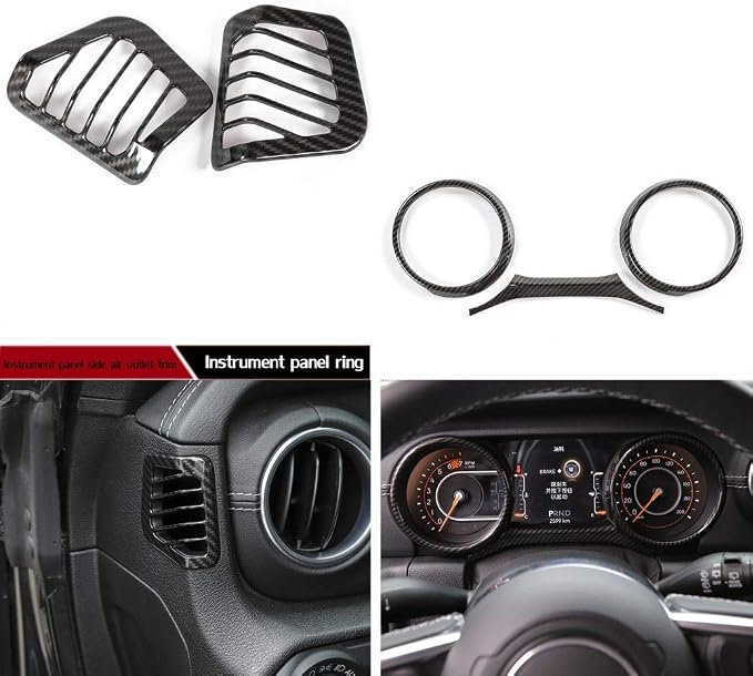RT-TCZ for Jeep JL Dash Carbon Fiber Interior Trim Cover for Jeep Wrangler JL JLU 2018-2023 Carbon Fiber Interior Exterior Accessories 24pcs(for 7 in Display)