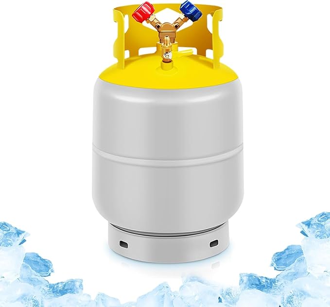 FAHKNS 50 LB Refrigerant Recovery Tank for R12, R22, R134A, R410A Reusable Recovery Cylinder Tank 1/4 SAE Y-Valve Recovery Can Without Float Switch for Tank AC Freon Recovery Tank Cylinder Tank
