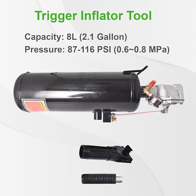 munirater 2.1 Gallon Tyre Inflator Tire Bead Seater Air Blaster Tool Trigger Seating Inflator Black 87-116 PSI