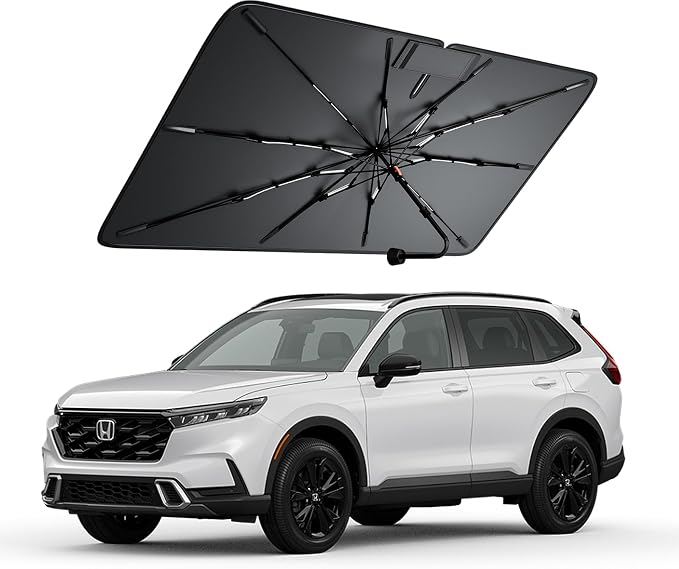 Windshield Sun Shade for Honda CR-V 2000–2026, Foldable Umbrella Sunshade with 100% UV Block, Multi-Layer Heat Insulation, Reinforced 10-Rib Frame, Keeps Car Cooler, Summer Car Accessory