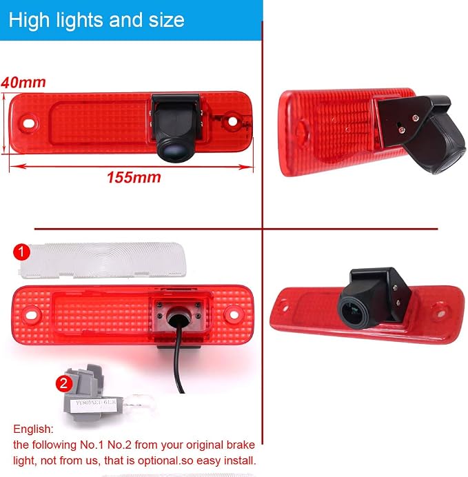 Third Roof Brake Lamp Car Backup Camera Replacement for Ford Transit Transporter Van 3 BJ 04.2006-01.2009 Ford Transit MK7 Tourneo Furgon MK4 Van 3. 2006-2014 Waterproof Parking Camera+7" Monitor