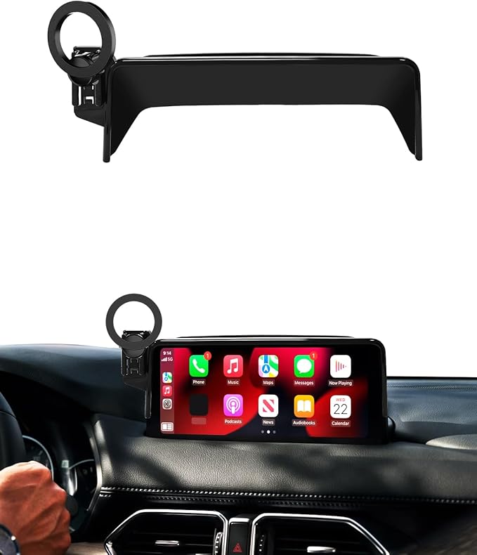 PZK Car Phone Holder for Mazda CX-5 CX5 2021 2022 2023 2024 2025 Accessories 10.25-Inch Screen Fixed Clip Car Phone Mount Compatible with Magsafe Eqquied with Sunglasses Storage Box 360° Rotation