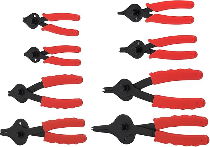 maXpeedingrods 8 Pcs Snap Ring Pliers Set with 5" Pick/Hook Tool for 0.038in 0.047in 0.070in 0.090in, Bent Tip Pliers Professional Grade Repair Kit with Case