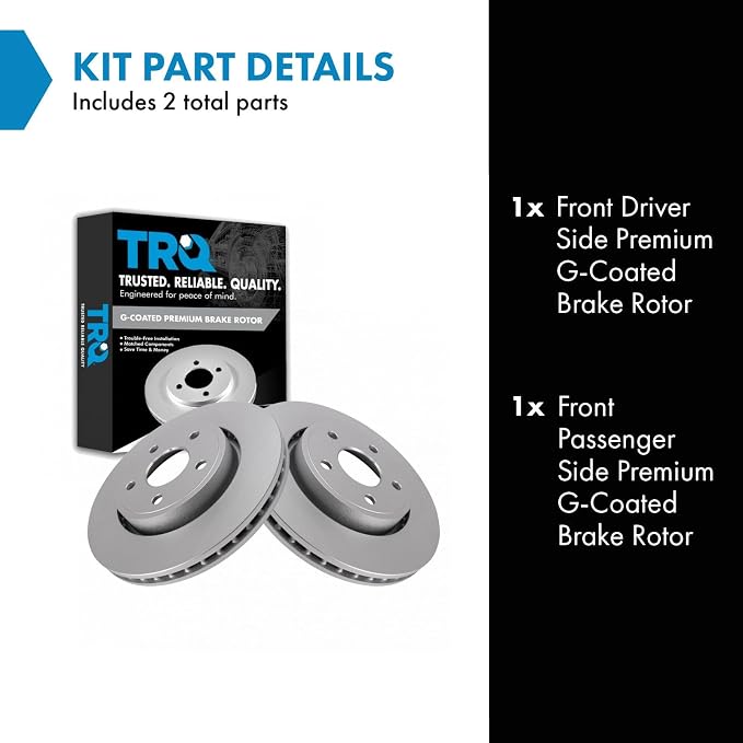 TRQ Front Brake Rotor Set G Coated Vented Compatible with 2006-2010 Jeep Commander 2005-2010 Grand Cherokee