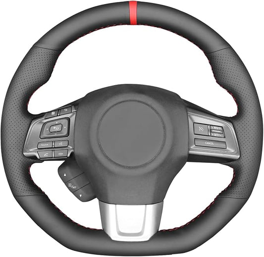MEWANT Hand Stitched Genuine Leather Steering Wheel Cover for Subaru WRX (STI) Levorg 2015-2019 DIY Steering Wheel Wrap