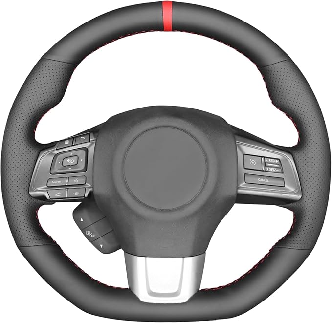 MEWANT Hand Stitch Black Artificial Leather Steering Wheel Cover Wrap for Subaru WRX (STI) Levorg 2015-2019