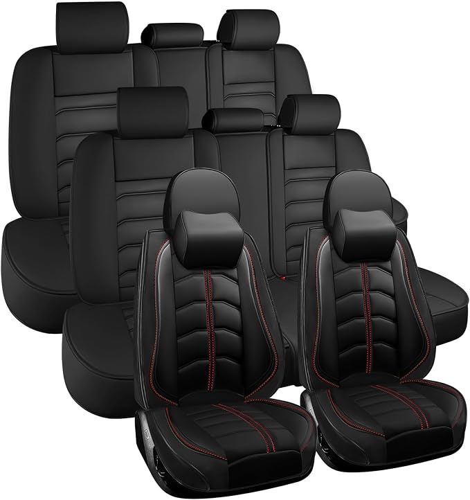 Car Seat Cover 8 Seats for Toyota Highlander 2001-2026, Durable Wear Resistant Waterproof Seat Cover, Breathable No Odor Premium Leather Vehicle Interior Accessories.(8 Luxury,Black)