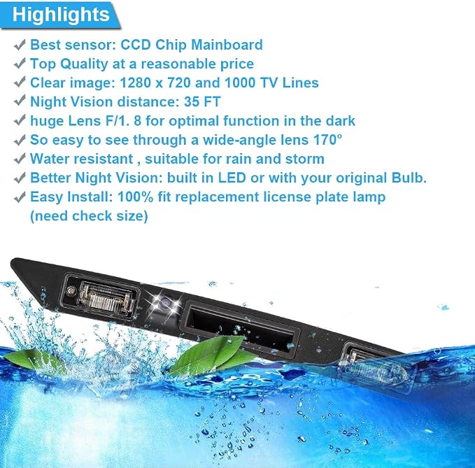 HD Auto 8LED 170° Wide Angle Rear View Reverse Trunk Handle Backup Camera Compatible with Audi A3 8P/8V 8PA S3 V6/A4 B7 S5/sedan/RS4/A5 RS5/A6 C6/A8 S8/Q7/RS3/S4/RS6/Seat Exeo 3R2/V W Plus RS (NO.C)