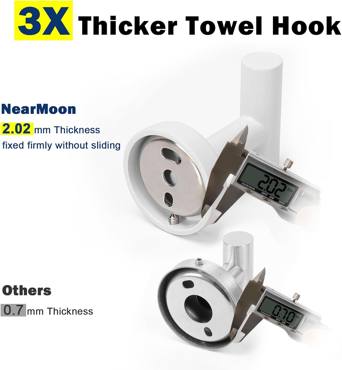 NearMoon Bath Towel Hooks- SUS 304 Stainless Steel Robe Hook Holder, Heavy Duty Coat Hook for Bathroom Livingroom Hotel Kitchen Garage, Wall Mounted- 4 Pack (White)