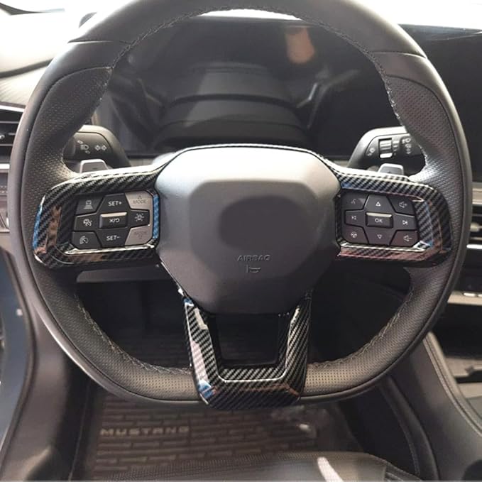 for Ford New Mustang 2024 2025 2026 Wheel Steering Trim Panel Cover Trims ABS Carbon Fiber Pattern