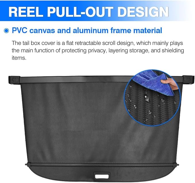 Powerty Cargo Cover for 2022-2025 Toyota Corolla Cross SUV Accessories Retractable Trunk Cover Rear Trunk Security Cover Shielding Shade Black（Not for Corolla）