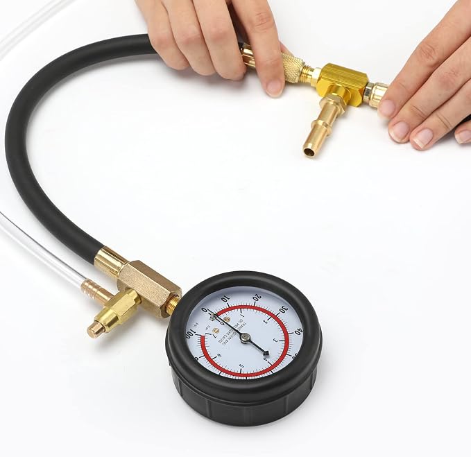 BETOOLL Fuel Pressure Test Kit 0-100PSI with 9.49,7.89,6.30 Fuel Line Fittings