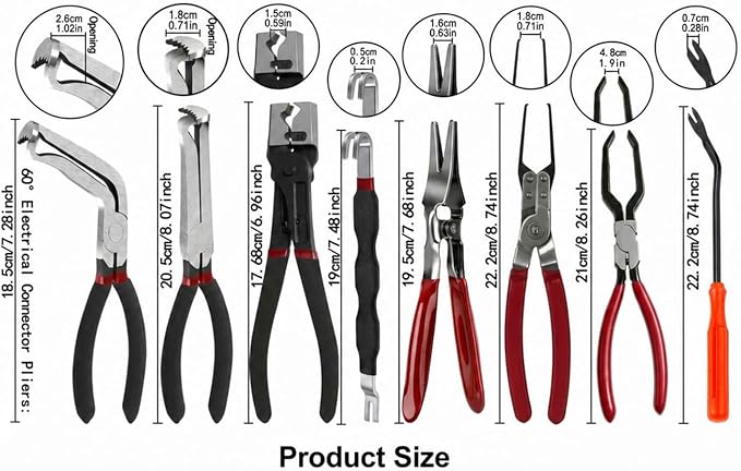 8 PCS Electrical Disconnect Pliers - Fuel Line Disconnect Tool Set, Automotive Electrical Terminal Connector Separator Removal Tool