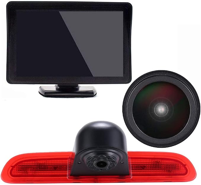 HD 1280x720 Pixels 1000 TV Lines 3rd Brake Light Reversing Camera Brake lamp Parking Camera for Toyota Commuter HiAce H200 MK5 Van LWB Trh Kdh Tailgate Bus 3rd Transporter+4.3" Reverse Mirror Screen