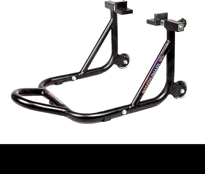 GRAND PITSTOP Motorcycle Stand, Paddock Lift Stand for Rear Wheel with Fork & Swingarm Spool,Weight Capacity 529 lbs/240 Kg's, Dismantable Stand, for Honda Kawasaki Suzuki Motorcycles, Black