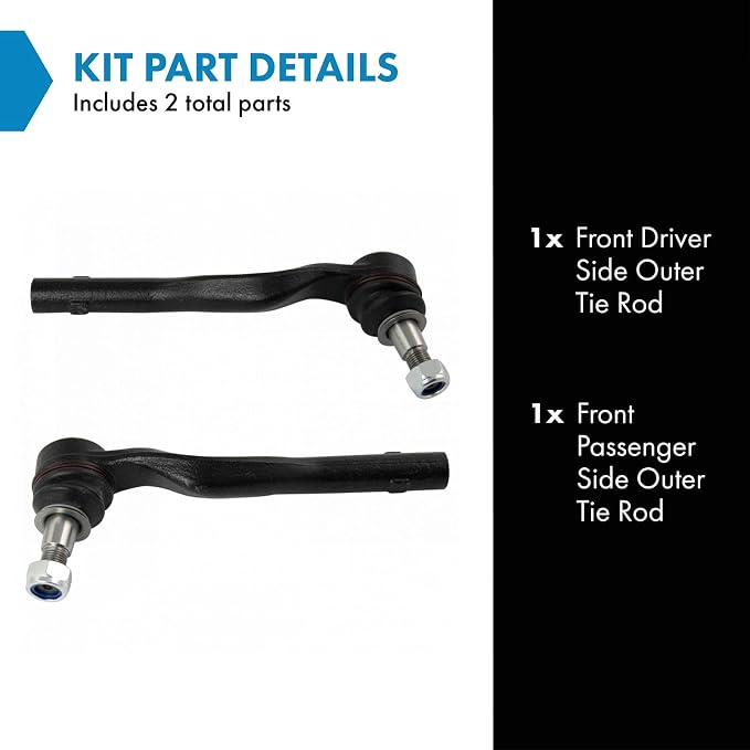 TRQ Front Outer Tie Rod Set 2 Piece Compatible with 2010-2011 Mercedes-Benz E350 E550