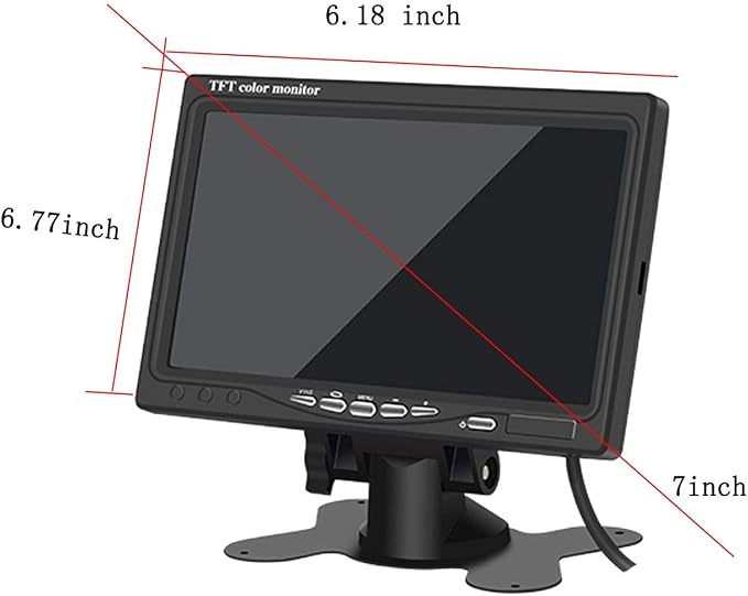 Vehicle Backup Camera 7" TFT Monitor,18 IR Night Vision Rear View Camera Without Gride Line IP 68 Waterproof, 4 Pins Aviation Extension Cable for 33FT Length RVs, Bus, Trailer,Truck
