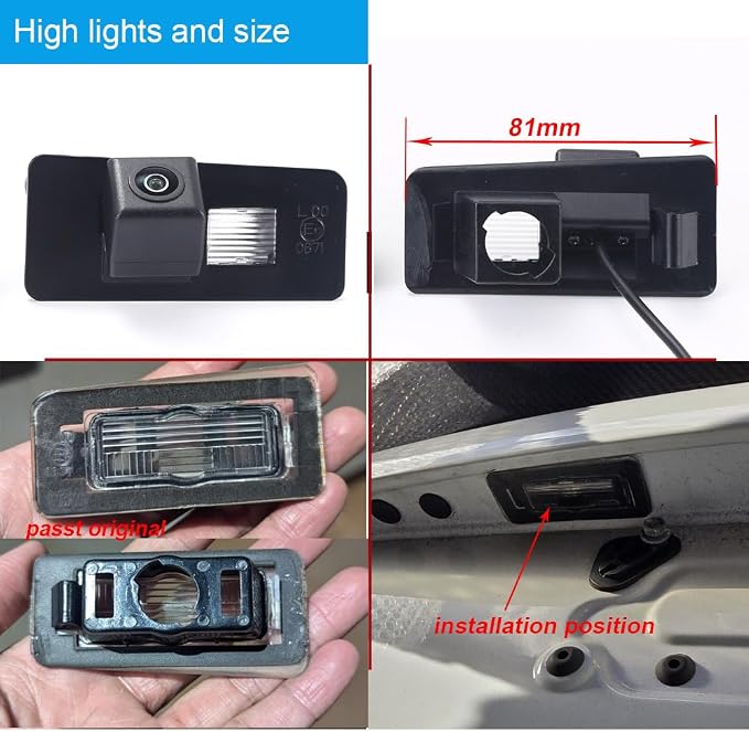 HD Auto License Plate Light Rear View Reversing Backup Camera Parking Compatible with Holden Commodore HSV VE V6 V8 Ute SS Berlina Sedan Wagon/G8 GT/omega/VX VZ VY VF VR VS Maloo Senator (A(81*37MM))