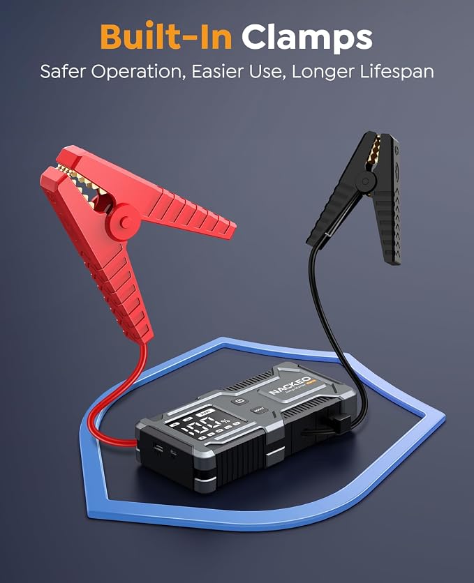 Car Battery Jump Starter 8000A, Portable Car Jump Starter for All Gas and 12L Diesel Engines, Power Bank & Battery Jumper, Portable Jump Box Car Battery with LCD Display, LED Light