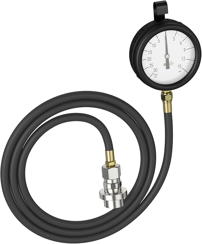Moker TU-32-6 6.6L GM Duramax Diesel Fuel Pressure & Vacuum Test Kit – 3.5” Gauge with 6ft Hose & Quick Coupler – Accurate Fuel System Diagnostics for Duramax Engines