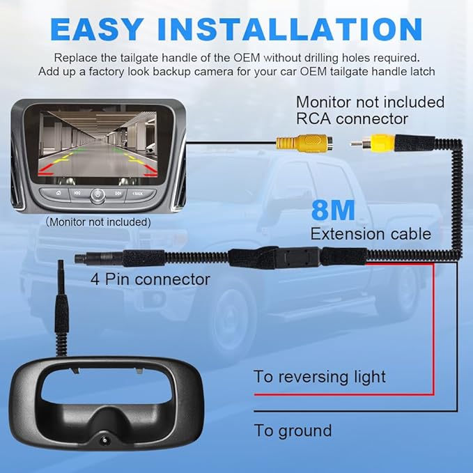 Rear Tailgate Handle Backup Camera Compatible with 1999-2006 Chevy Silverado/GMC Sierra 1500 2500HD 3500HD Classic Tailgate Reversing View Park Assist Camera Replaces 15228539 GM1915105