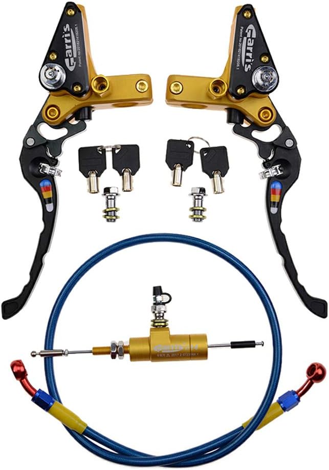 GOOFIT 22mm CNC Motorcycle Hydraulic Clutch Brake Pump Master Cylinder Lever Adjustable Universal for Motorcycle Pocket Dirt Bike ATV 125cc -250cc Vertical Off Road Scooter Gold
