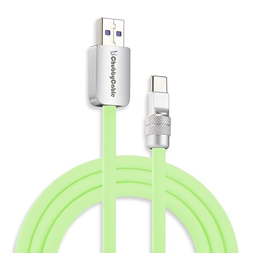 chubbycable Chubby 2.0 USB C 120W Fast Charging Cable Silicone Soft Durable USB C Cable Extra Thick Charger Cord Compatible with iPhone 17-15 Series iPad, Mint Green, USB-A to Type-C, 19.6FT