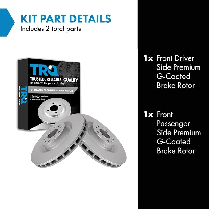 TRQ Front Brake Rotor Set G Coated Vented Compatible with 2014-2020 Fiat 500L