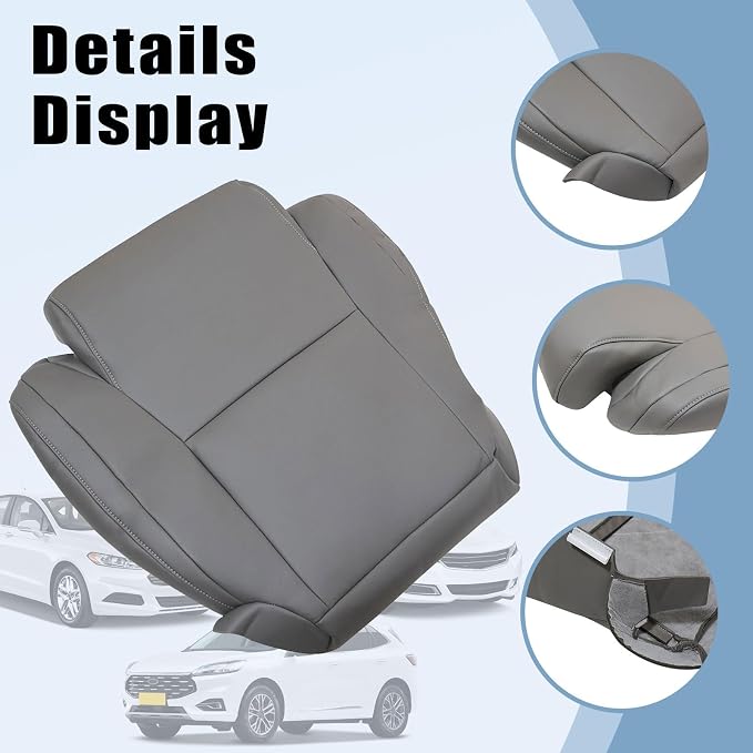 SecosAutoparts Driver & Passenger Side Bottom & Top Replacement Leather Seat Covers Gray Compatible with Toyota Tundra 2007 2008 2009 2010 2011 2012 2013