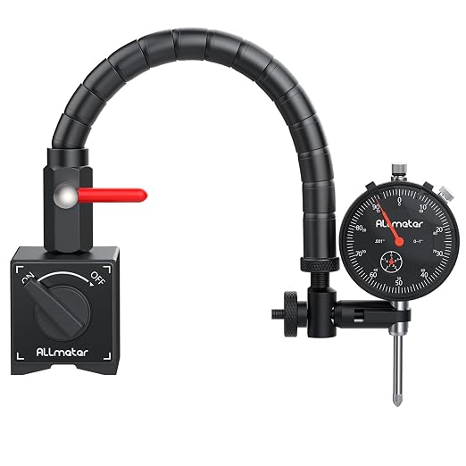 Dial Indicator Set with Magnetic Base,0-1 Inch Range 0.001" Accuracy,176lbs Heavy Duty Flexible Snake Arm Stand,Precision Machinist Tool for Lathe CNC Runout Alignment