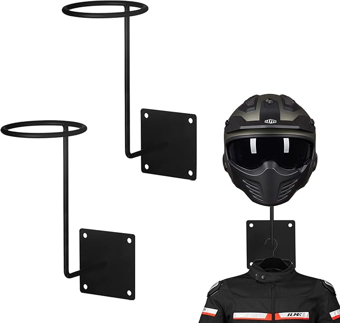 ILM 2 Pack Helmet Holder Rack Hook Helmts Stand Wall Mount Jacket Hanger Motorcycle Accessories
