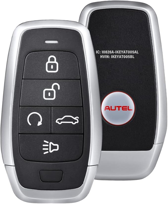 Autel MaxiIM Blank Key, IKEYAT005BL, Programmable Universal Remote Fob Replacement, 5-Button, OE-Quality, OBD Learning for 700+ Cars, Dual-Band, 130FT Remote, Multi-Frequency, Work w/ KM100 Scan Tool