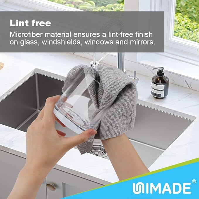 UNIMADE Microfiber Cleaning Cloth, 150 Pack Reusable Paper Towels Microfiber Towels for Cars Lint Free Shop Rags with Box for Home Kitchen Automotive, 11"x 9", Blue & Grey & Green