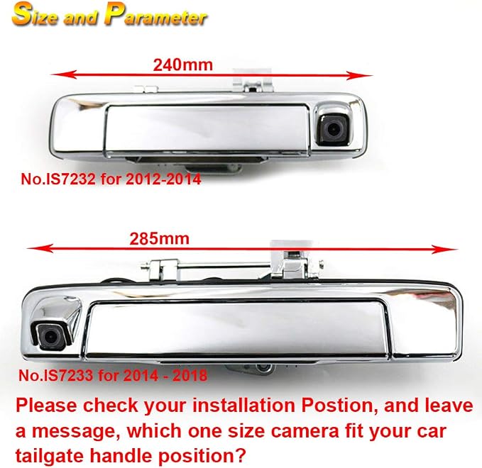1280*720 Pixels HD Car Rear View Trunk Handle with Switch Parking Rear view Reverse Back up Camera, Replacement for ISUZU D-MAX DMAX 2012-2014 /ISUZU D-MAX DMAX 2015-2018 (With 7-inch rearview mirror)