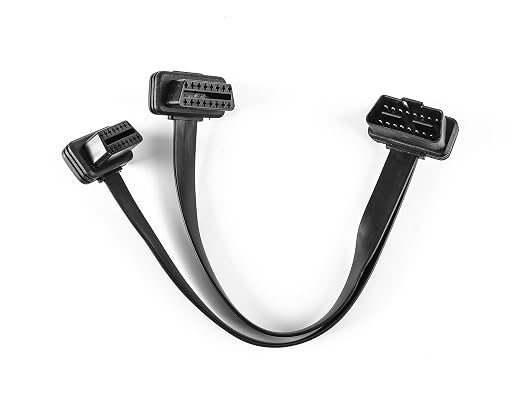YPP Low Profile OBD 2 Connector 26AWG Thick and Safe Male to Dual Female Flexible Splitter Y Cable 16pins 1ft/30cm for Code Reader & GPS & All OBDii Device