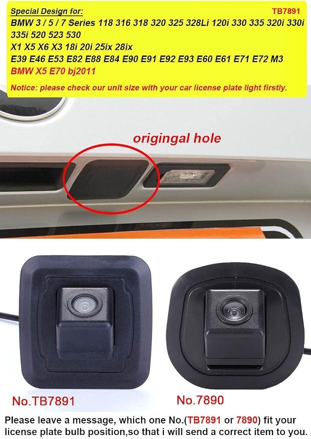 Waterproof Backup Vehicle Camera Color Car Rear View Camera 170 Degree Viewing Angle License Plate Parking Reverse Replacement for BMW X5 E70 X6 E71 Bj 2011 X1 E84 325d 2012