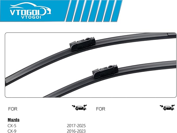 OEM Windshield Wiper Blades Replacement for Mazda CX-5 CX-9 2017 2018 2019 2020 2021 2022 2023 2024 2025, All Weather Original Factory Quality Front & Rear Wipers Set 24"+18"+14" (Pack of 3)