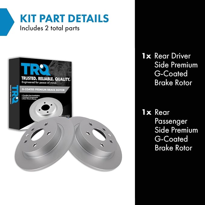 TRQ Rear Brake Rotor Set G Coated Solid Compatible with 2012-2016 Buick LaCrosse 2011-2017 Regal 2013-2015 Chevrolet Malibu 2016 Malibu Limited