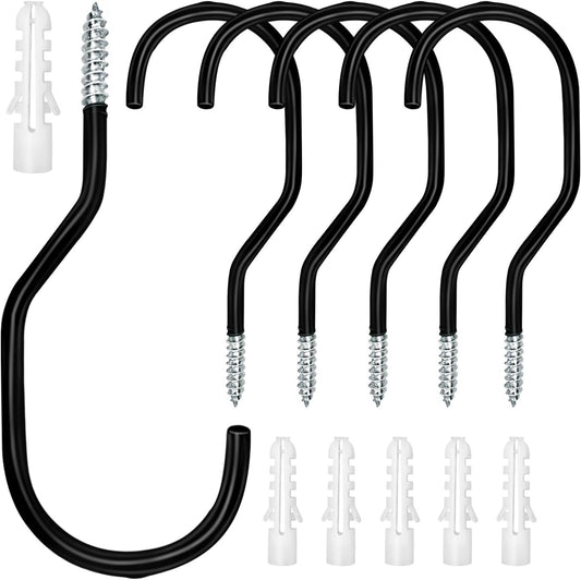 Bike Hooks Heavry Duty 6-Pack,Bicycle Storage Hanger Screw in Ceiling Hooks,Utility Hooks for Wall,Garage,Garden Organization and Storage,Fits Hanging All Bike Types,Bicycle Storage Hooks