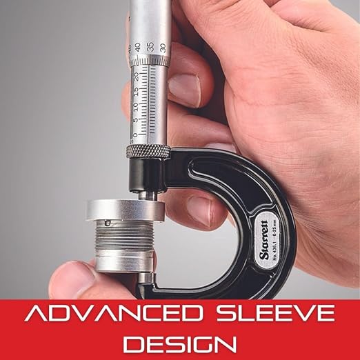 Starrett Outside Micrometer with Insulated Frame, Satin Chrome Finish and Advanced Sleeve Design - Quick and Easy Adjustment, 5-6" Range, .0001" Graduations - T444.1XRL-6